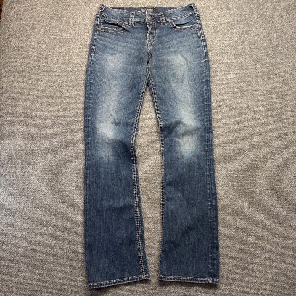 Silver Jeans Co Suki Mid Slim Boot Fluid Denim W29 L33 Medium Wash Y2K
